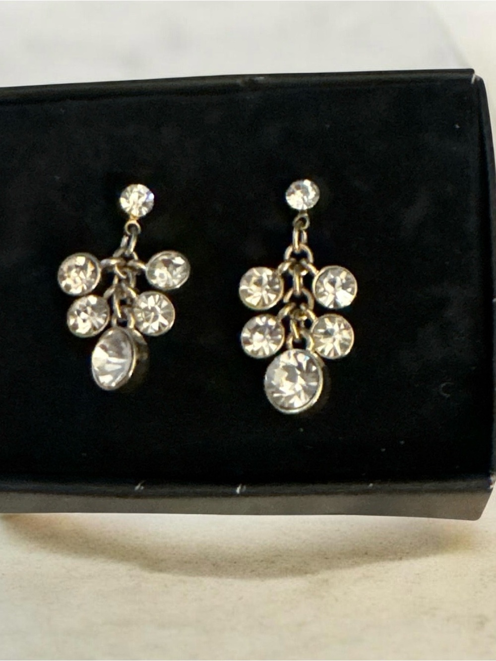 Crystal Cluster Drop Earrings - Clear